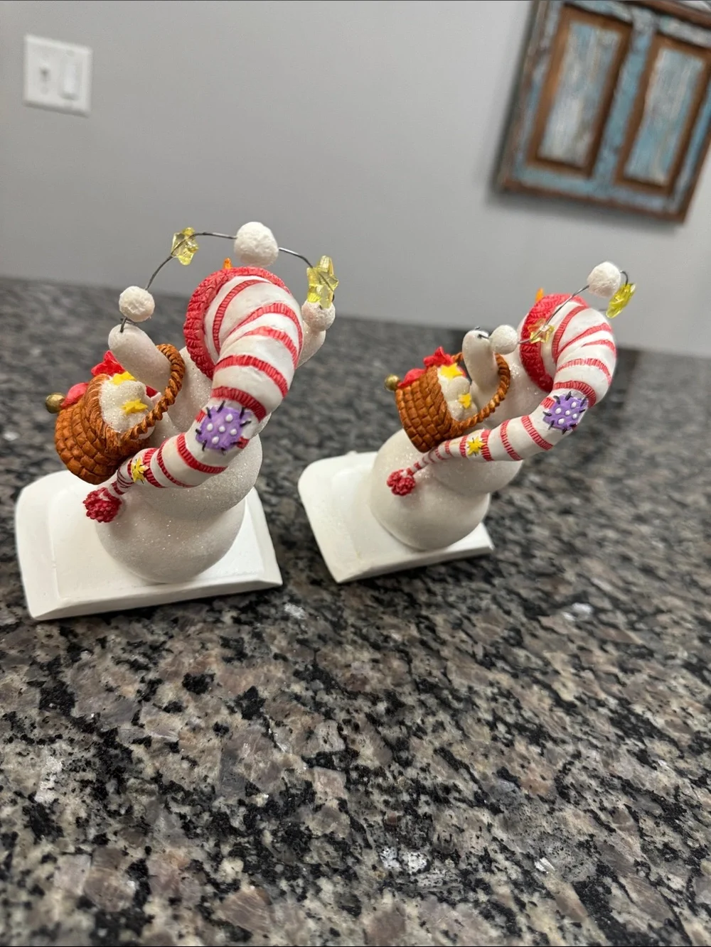 Hallmark White Snowman Stocking Holders with Red Hats